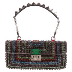 Valentino New Multi Color Crystal Top Handle Satchel Evening Bag