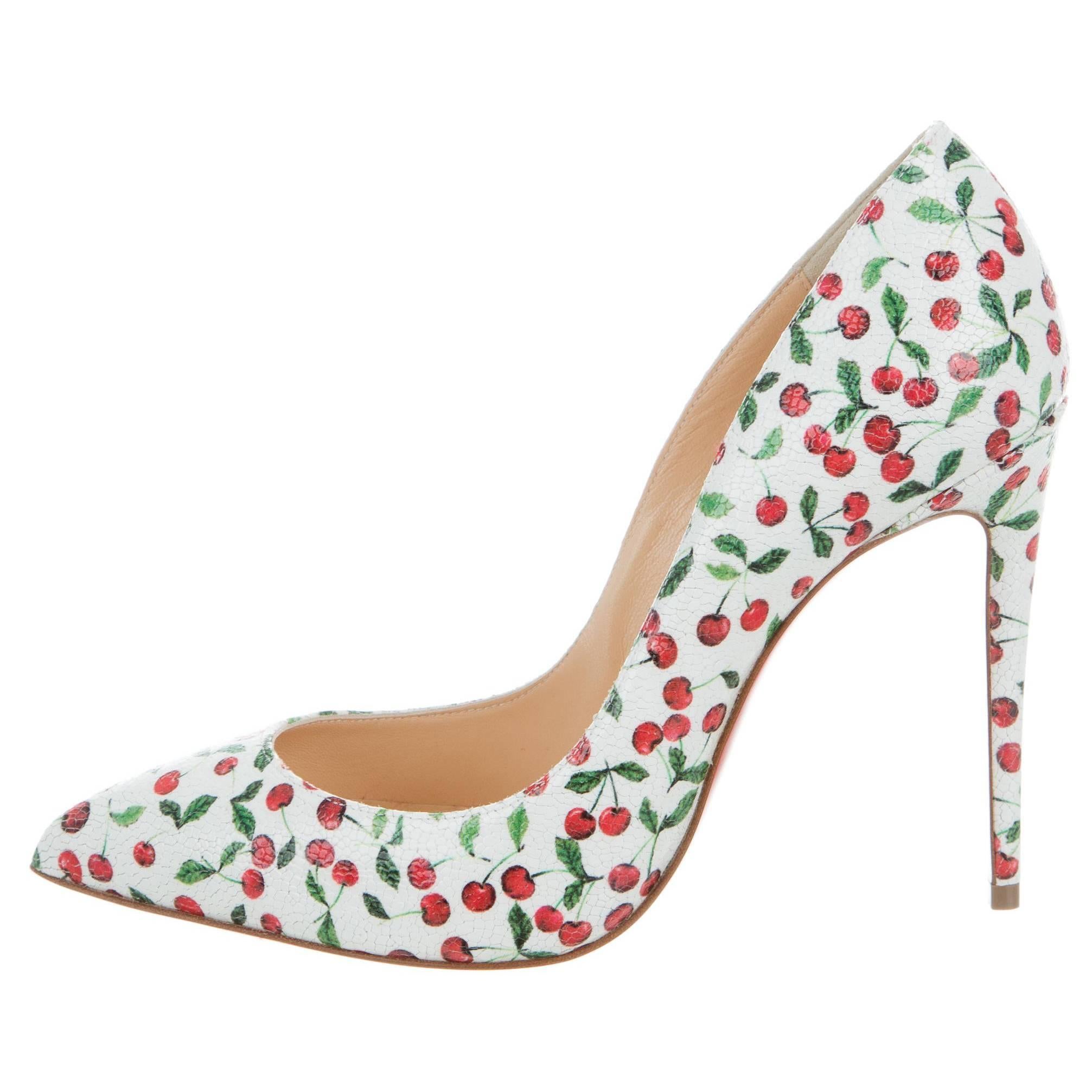 Christian Louboutin New White Red Leather Fruit Evening Pumps Heels