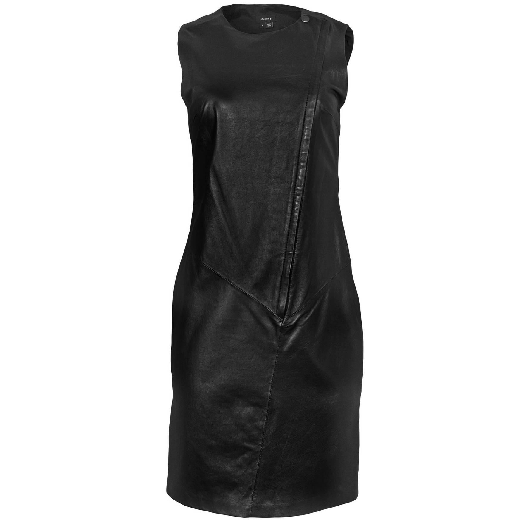 Theory Black Leather Sleeveless Dress Sz 4