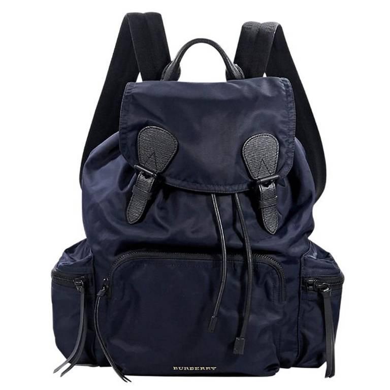 Burberry Navy Blue and Black Nylon Backpack For Sale at 1stDibs