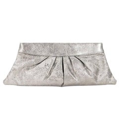 Metallic Grey Lauren Merkin Leather Eve Clutch