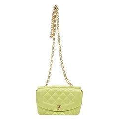 Chanel Classic Flap Phone Holder Bag Crossbody Chain Quilted Lambskin  yellow