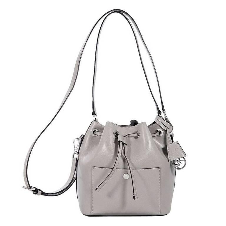Michael Kors Grey Saffiano Leather Bucket Bag