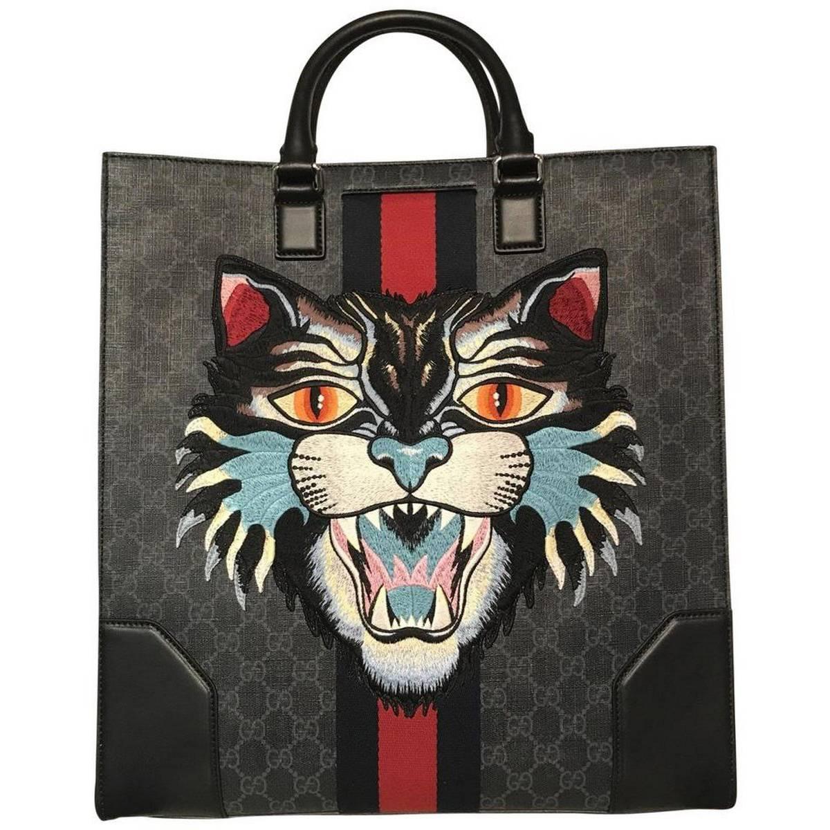 Gucci Black Canvas GG Supreme Tote Bag