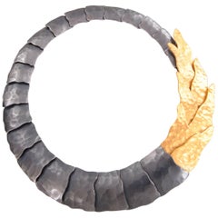 Eduardo Herrera Necklace of Blackened Silver and Gold Vermeil on Silver 