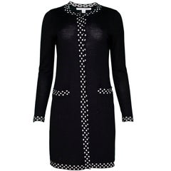 Diane von Furstenberg Black Wool Long Cardigan Sweater sz M