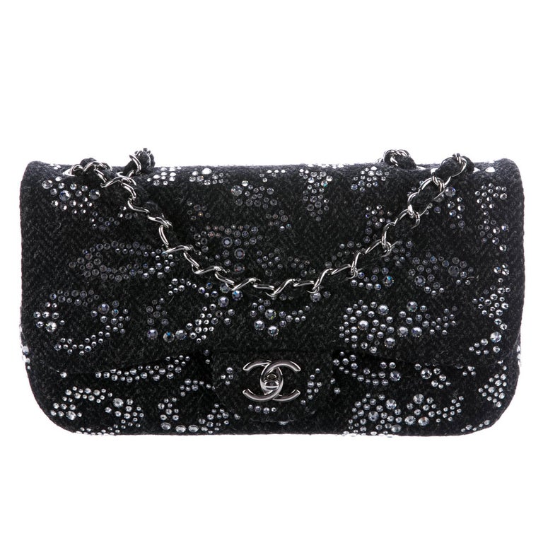 Chanel NEW Runway Swarovski Crystal Evening Shoulder Medium Flap Bag in Box  at 1stDibs