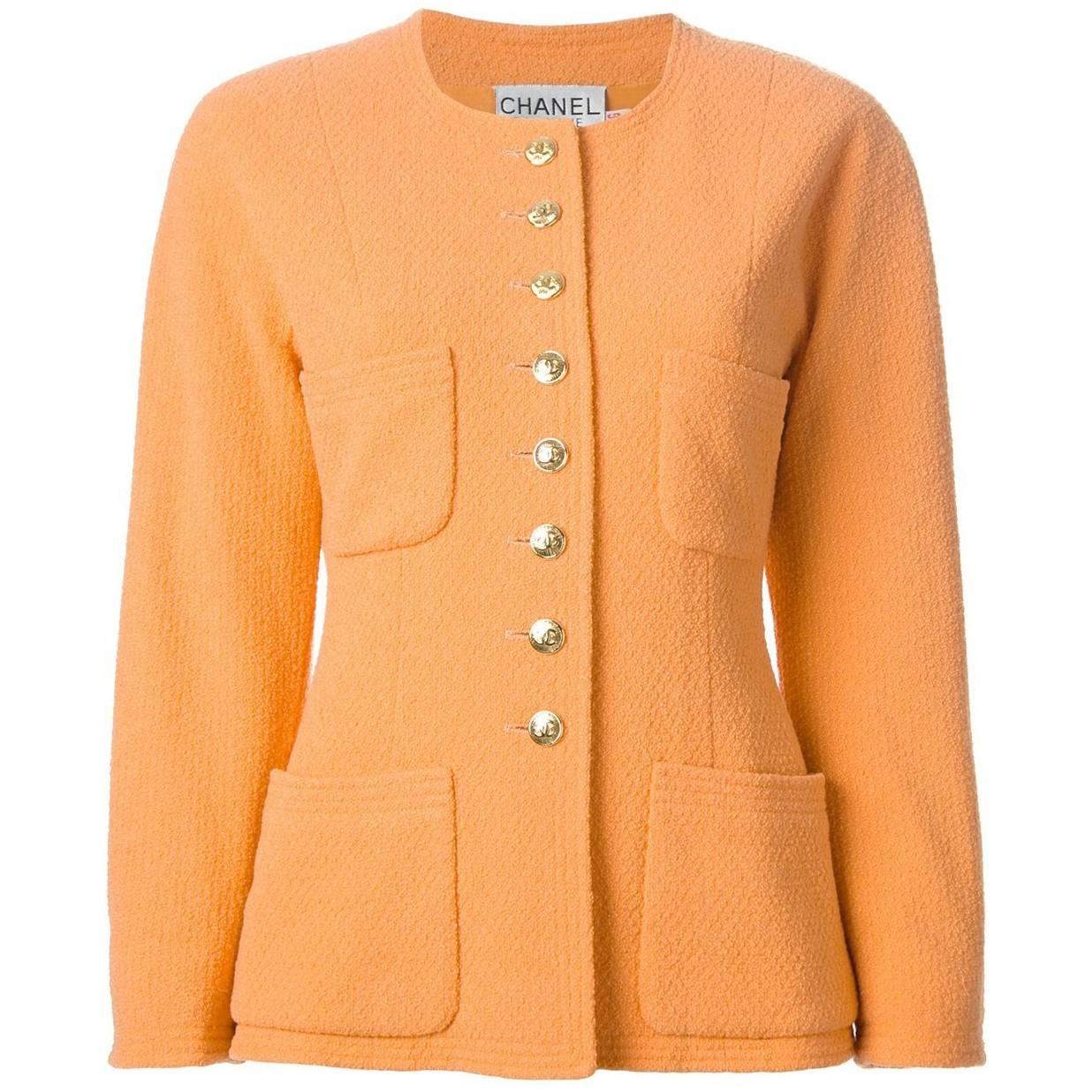 Chanel Orange Wool Jacket, 1980s