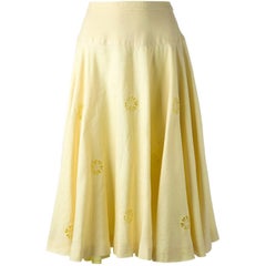 Céline Yellow Linen Vintage Skirt, 1980s