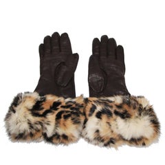 Hermes Leopard print gloves 80s