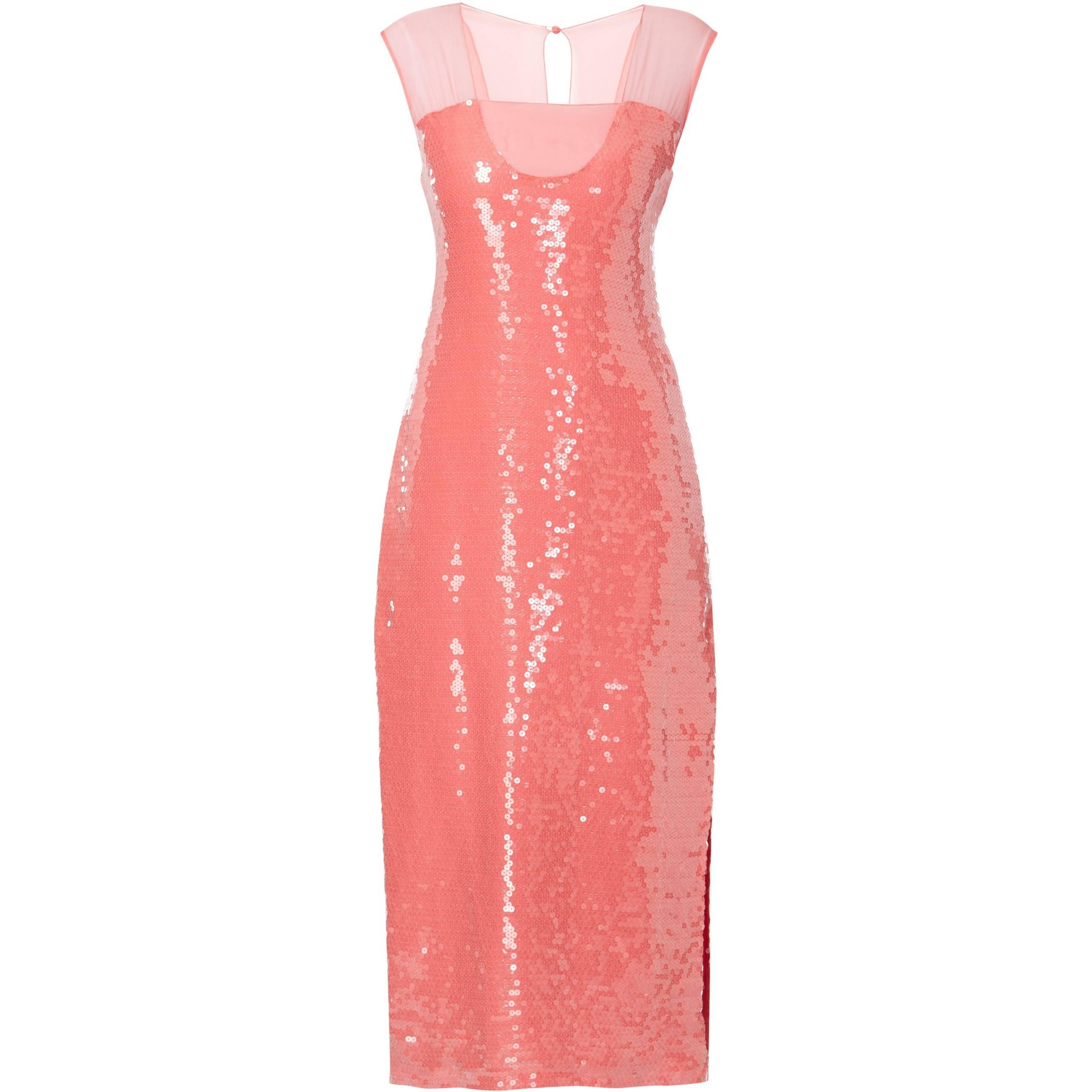 Bill Blass Pink sequin gown, circa 1979 For Sale at 1stDibs