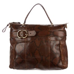 Gucci Cognac Snakeskin Men's Women's Carryall Travel Weekender Shoulder Tote Bag