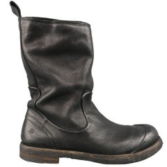 Men's MARSELL Size 9 Black Distressed Leather Toe Cap Boots