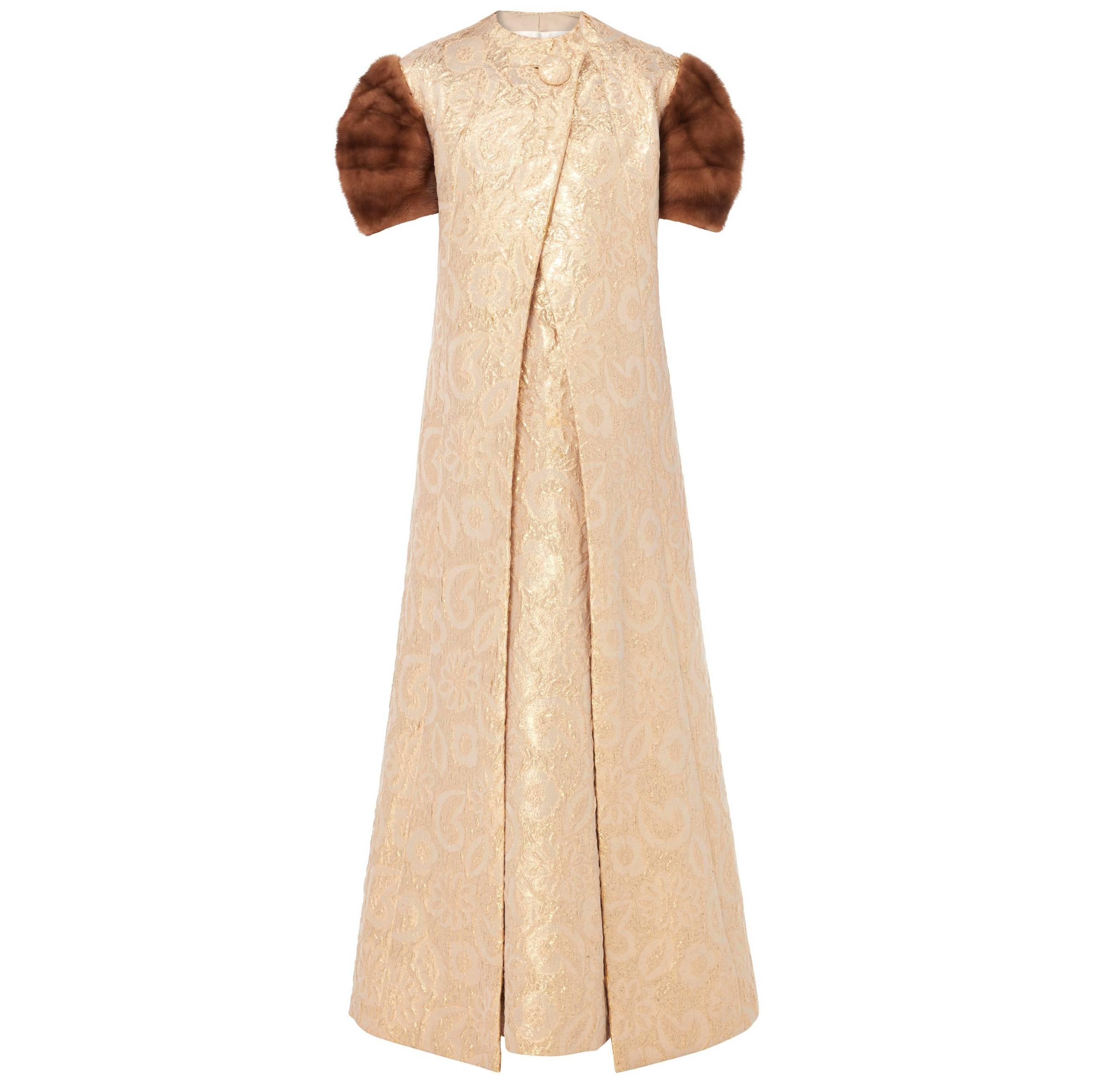 Pauline Trigere, gold dress & coat, circa 1965