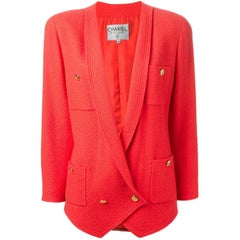 Chanel Red Wool Vintage Jacket, 1990s