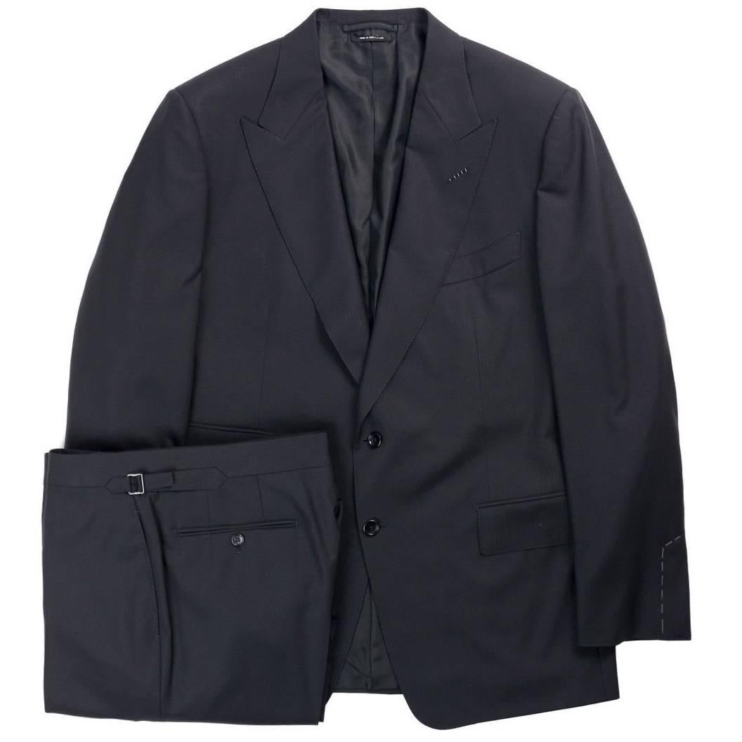 Tom Ford Black Windsor Base Wool Sharkskin 3Pc Suit For Sale