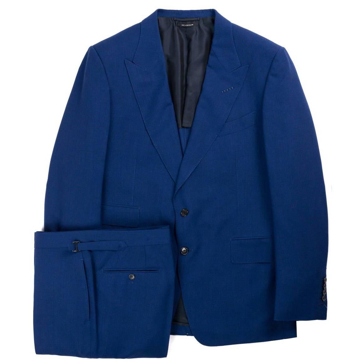 Tom Ford Blue Shleton Fresco Wool Mouline 2Pc Suit  For Sale