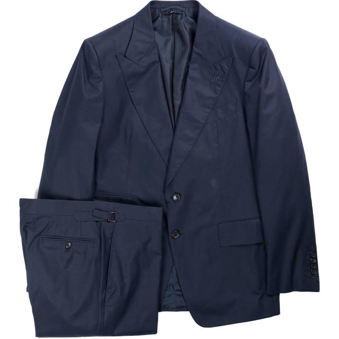 Tom Ford Navy Shelton Base Cotton 2-Piece Suit For Sale
