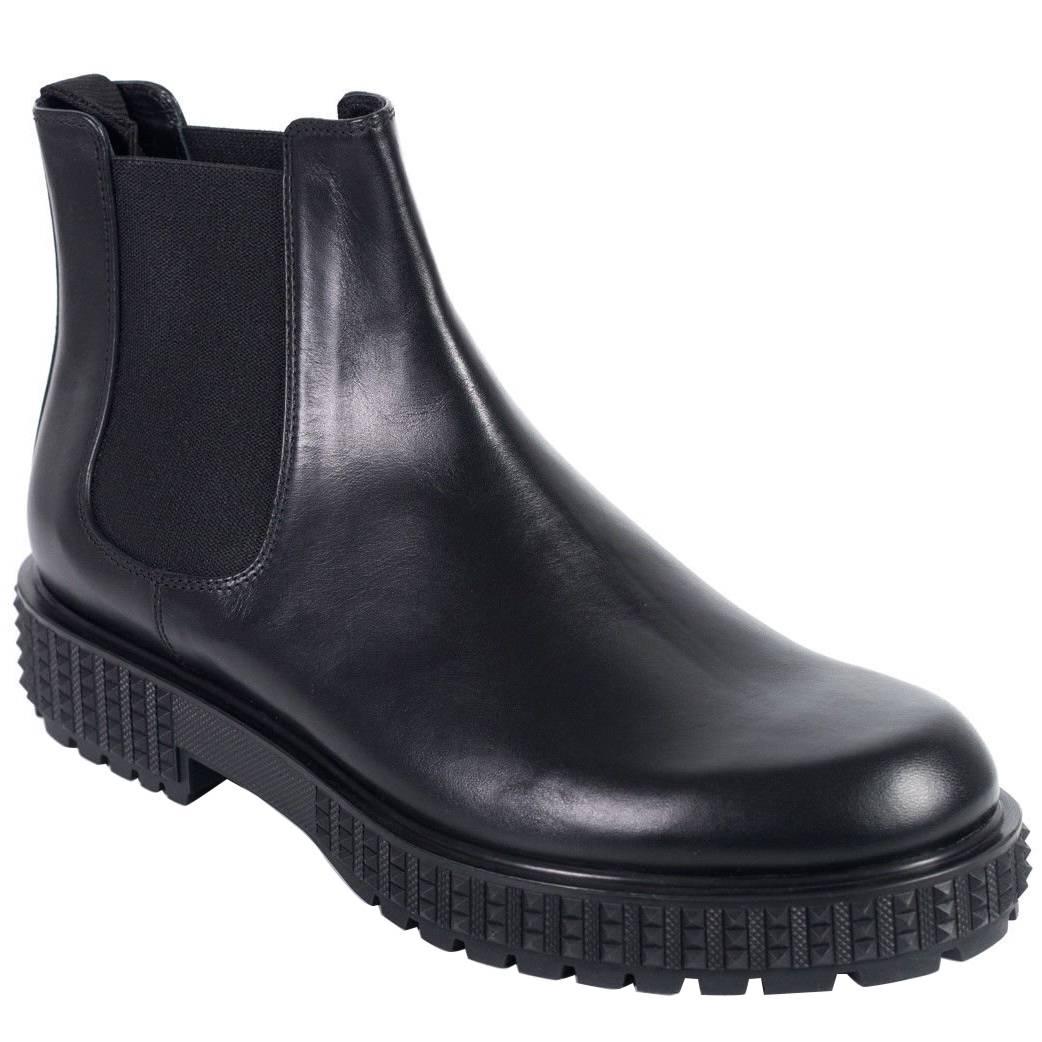 Valentino Mens Black Leather Rockstud Platform Chelsea Boots For Sale