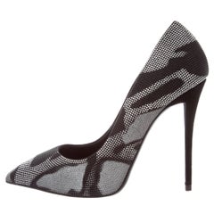 Giuseppe Zanotti New Black Suede Silver Stud High Heels Evening Pumps