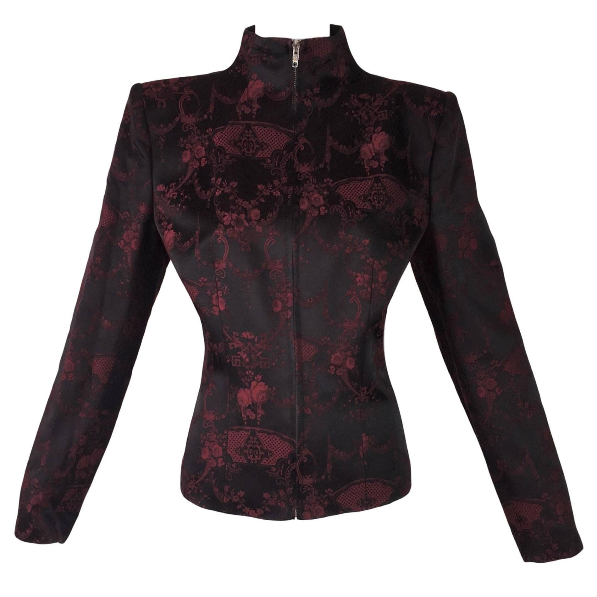 Unworn F/W 1998 Alexander McQueen "Joan" Chinoiserie Black & Red Jacket