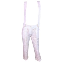 S/S 2006 Dolce & Gabbana Runway Sheer Ivory Lace Suspender Overall Pants