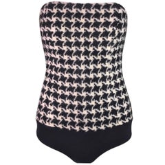 F/W 2013 Christian Dior Houndstooth Padded Strapless Bustier Bodysuit 