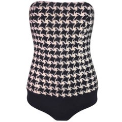 F/W 2013 Christian Dior Houndstooth Padded Strapless Bustier Bodysuit