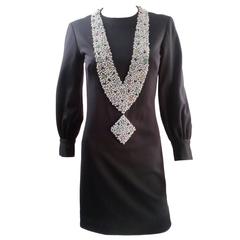 1960s Oscar de la Renta Tromp L'oeil Necklace Dress 5