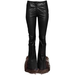 Jean Claude Jitrois Black Leather & Fur Pants Sz FR40