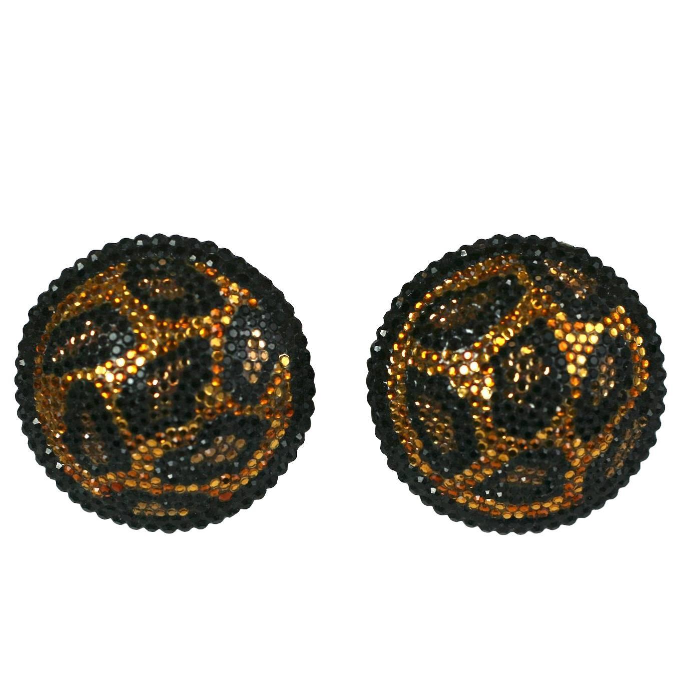 Pave Leopard Earrings For Sale