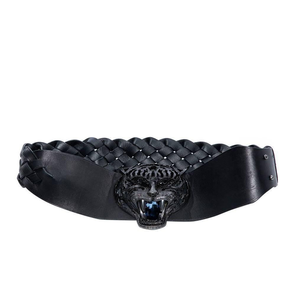   Alber Elbaz for Lanvin Runway Black Leather Braided Pandora Belt, Fall 2012 For Sale