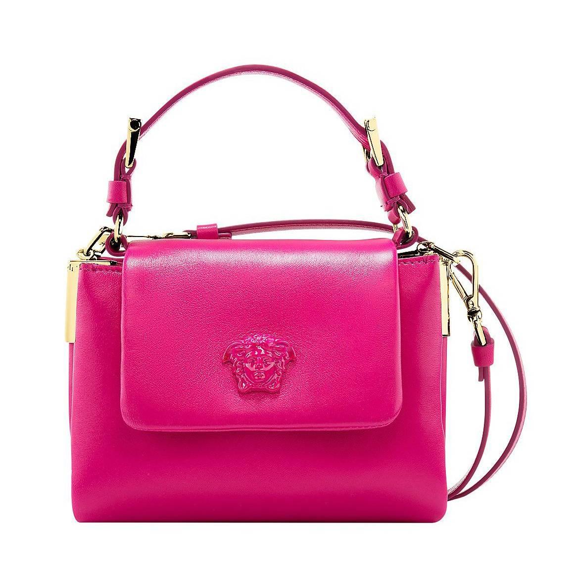 Versace Palazzo Small Pink Leather Top Handle Shoulder Bag