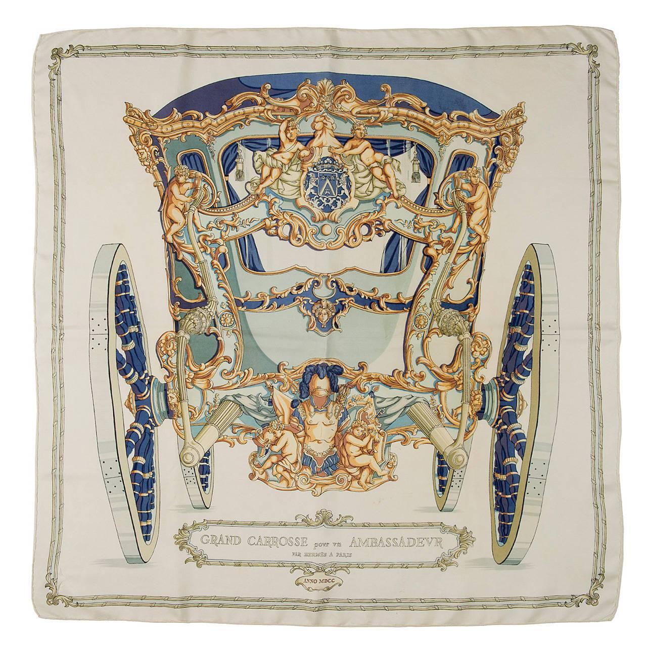 Very rare Vintage Hermes Silk Scarf 'Grand Carrosse' by Lisa Coutin at ...