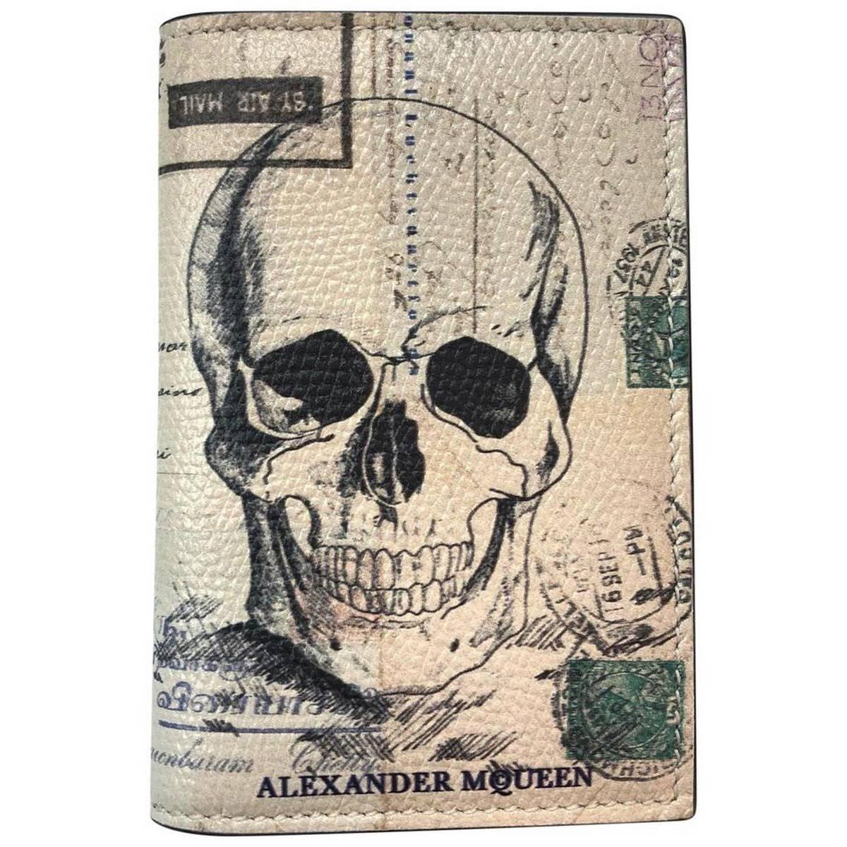 Alexander McQueen White Letters From India Bifold Skull Wallet