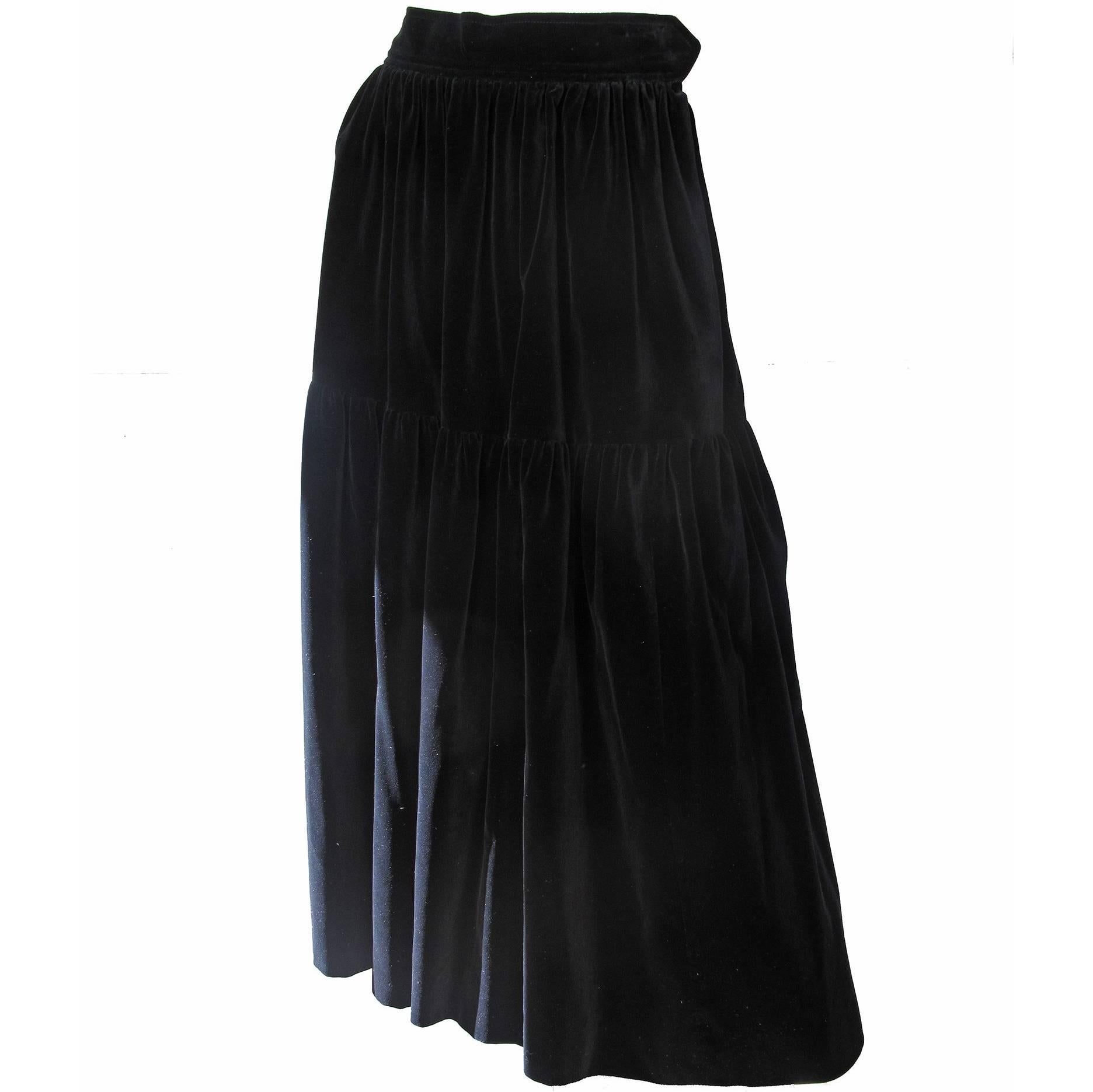 Yves Saint Laurent Rive Gauche Velvet Skirt, 1980s  - sale