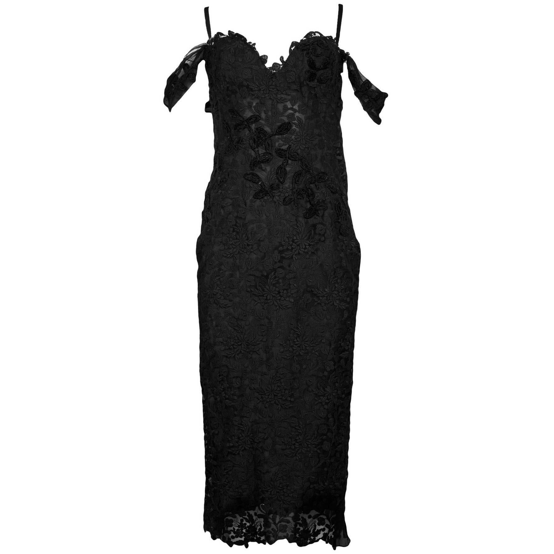Ermanno Scervino Black Lace Cocktail Dress sz IT44