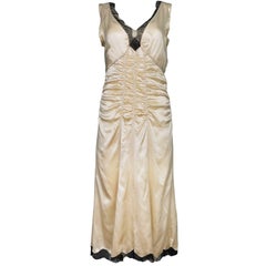 Vintage Prada Champagne Silk Ruched Slip Dress sz IT42