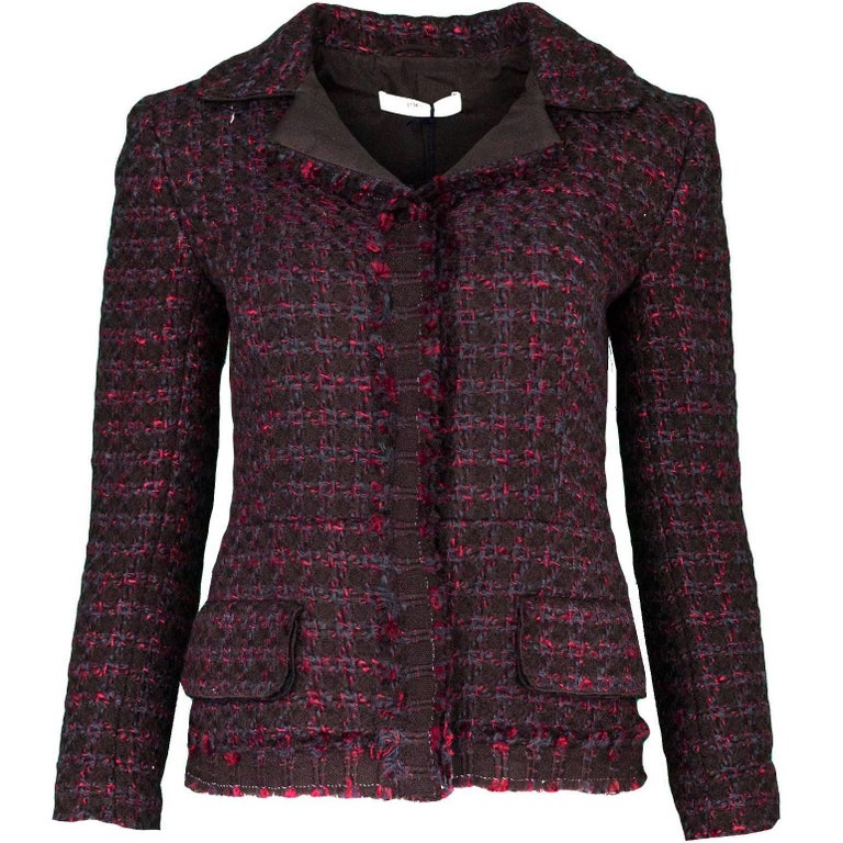 Prada Burgundy Tweed Jacket sz IT38 For Sale at 1stDibs