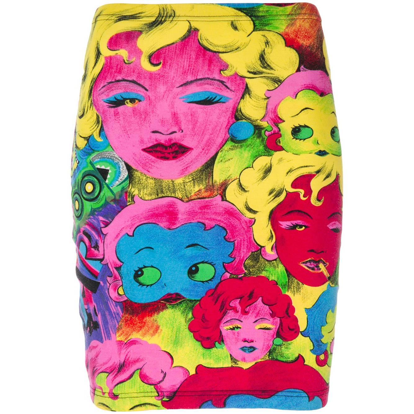 1991 GIANNI VERSACE Pop Art Marilyn Betty Boop skirt For Sale