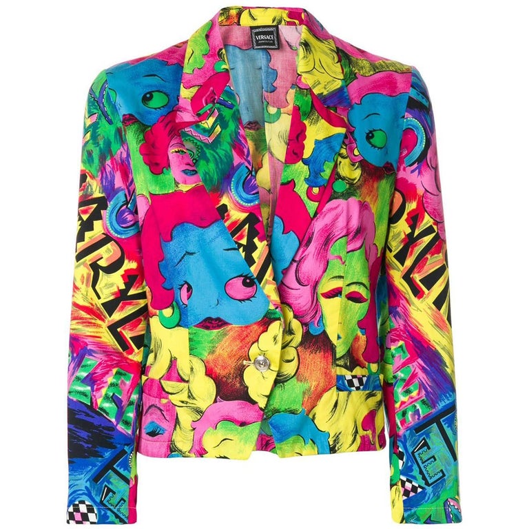 1991 GIANNI VERSACE Pop Art Marilyn Betty Boop blazer jacket For Sale