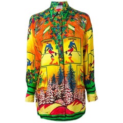 Retro 1990s VERSACE oversized ski print shirt blouse