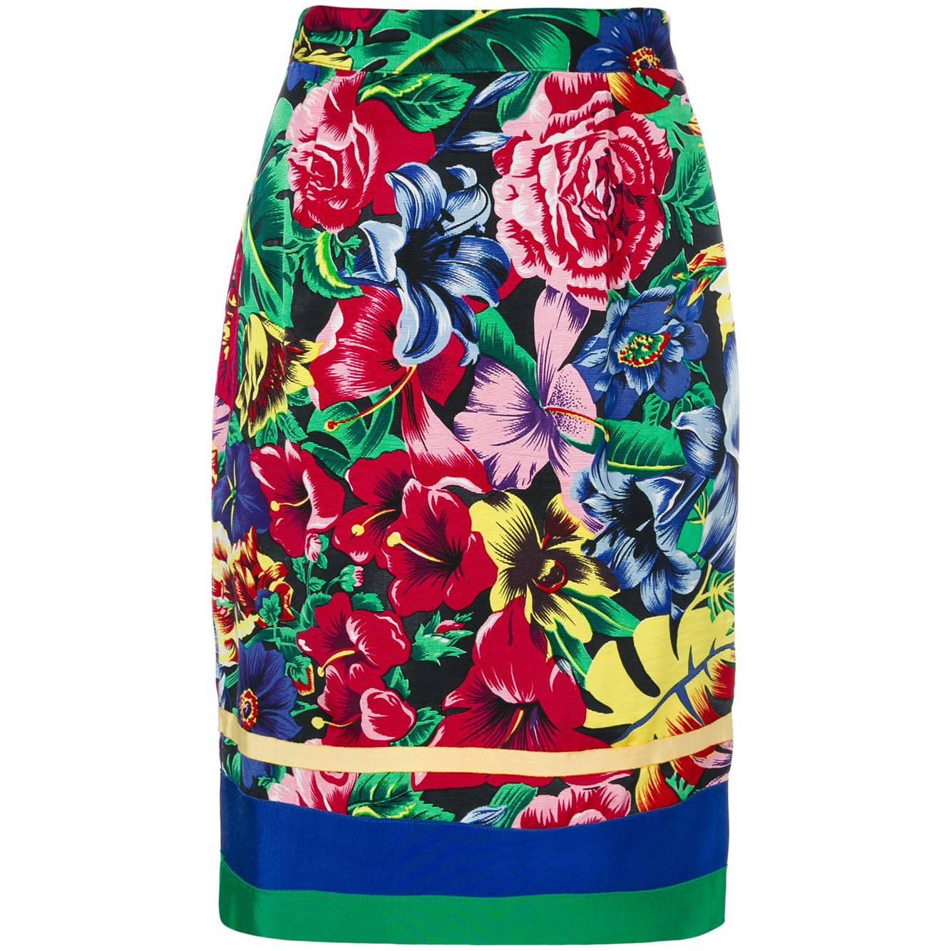 1990s VERSUS GIANNI VERSACE floral pencil skirt For Sale
