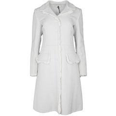 Prada Off-White Cashmere & Fur Coat sz IT40
