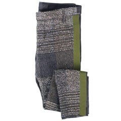 Haider Ackermann Black Lurex Green Panel Leather Trousers