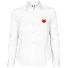 Comme Des Garcons Play White Heart Patch Shirt sz S