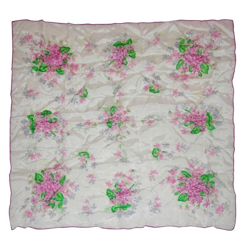 "Lavender" Floral Silk Scarf For Sale