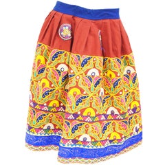 1970's Embroidered Indian Skirt with Mirror Sequin Details