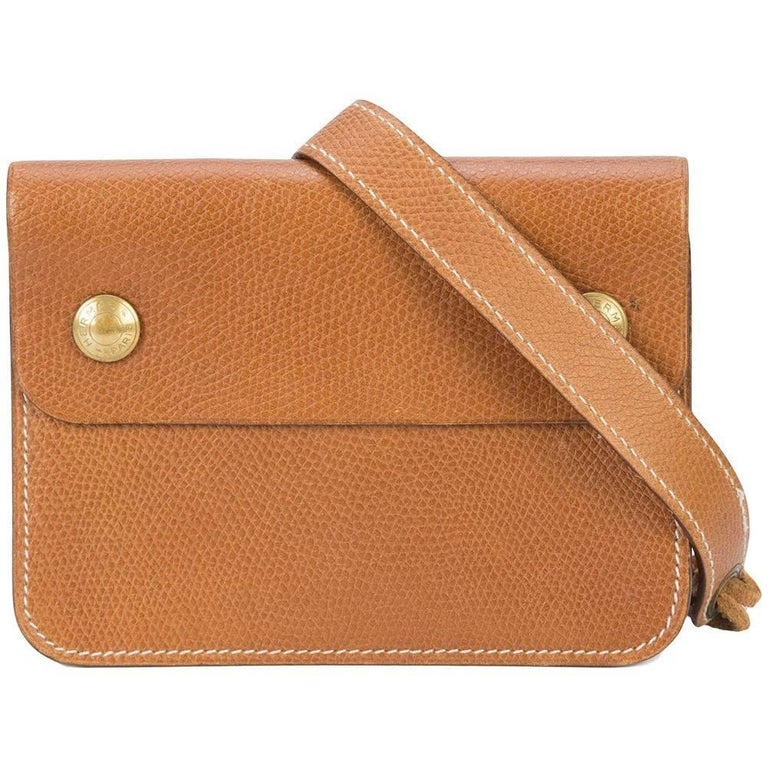 Hermes Cognac Leather Whipstick Flap Fanny Pack Waist Belt Bag at 1stDibs