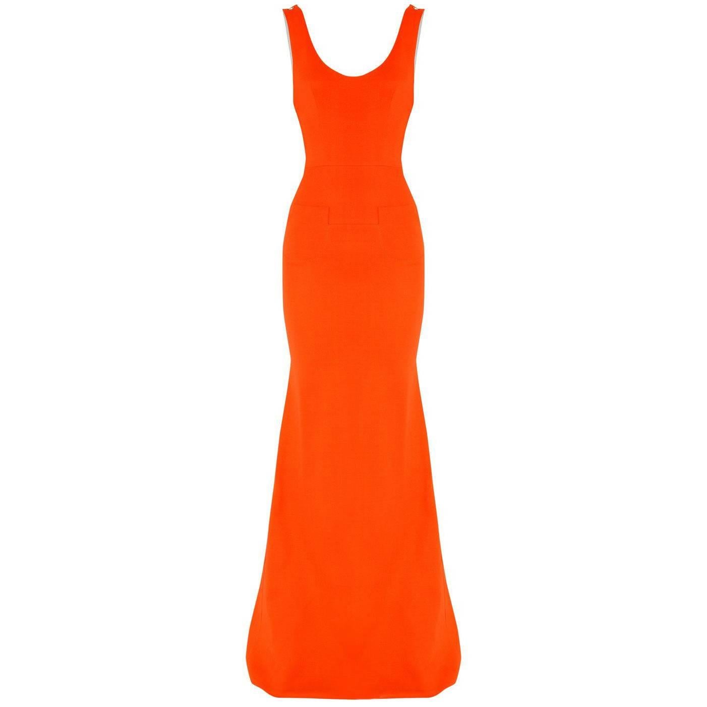 Victoria Beckham Tangerine Scoop Neck Gown (Size: US 10/L)  For Sale